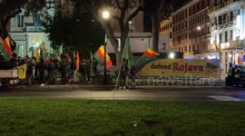 Demonstration called by the Kurdistan Italia Information Office with the slogan 'Defend Rojava' in Rome.