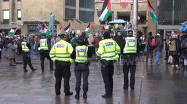 Palestinian protest on the steps of the royal concert hall in buchanan street