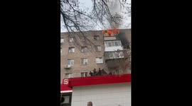 Firefighters rescue boy from window ledge during fire in Orenburg, Russia