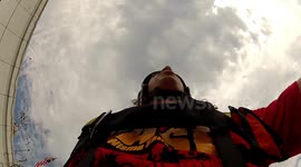 Base jump in sibu, Borneo with a belly camera