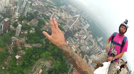 Barrel roll base jump KL Tower, Malaysia