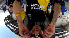 Base jump to Barrel roll with self portrait camera from building
