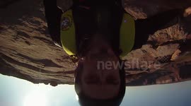 Base jump cliff gainer with douggs self portrait camera