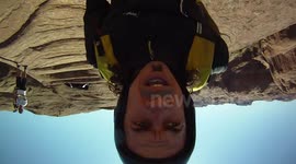 Cliff base jumping with douggs self portrait and canopy flying