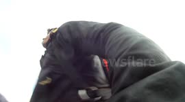 illegal BASE jump from cliff with Douggs filming with hand camera angle