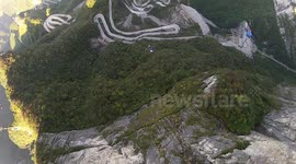 Wingsuit proximity BASE jump in China, Douggs filming JT holmes