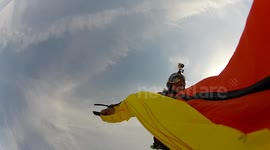 Wingsuit proximity BASE jump with Douggs Leg camera mount
