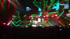 One Direction's Louis Tomlinson slips over during Adelaide concert