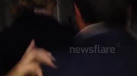 Exiting Alitalia A320 after crash landing in Rome