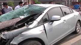 Car driver survives crash