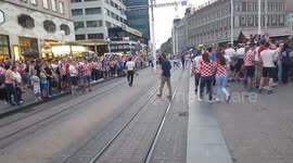 Croatian fans close off tram transport in Zagreb during match with portugal!