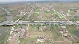 Aerial footage of post-tornado devasation in eastern China