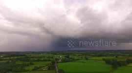Beautiful aerial footage of storm clouds and torrential rain