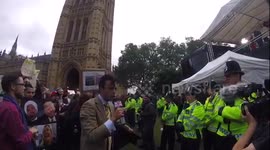 EU supporters sing songs outside Westminster