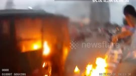 Tricycle driver sets herself on fire by mistake