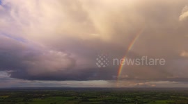 Beautiful Drone Footage Of Sunset Rainbow With Rays & Shadows!