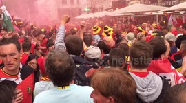 Belgium supporters gather in Lille ahead of Wales game