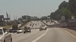 Road raging, Tail gating, speeder in a pickup cutting off drivers GA - RAU3987