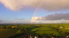 Clear Sky Rainbow Via Drone