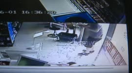 Shop sliding glass door shatters in front of customer
