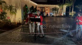 Music performance in the Sleepy Hollow Christmas Lights in the neighborhood of Torrance, California