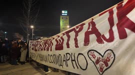 Belgrade (Serbia) Protest – 'Students and Workers General Strike, Solidarity' Banner (Novi Sad Accident Protests, December 22, 2024)