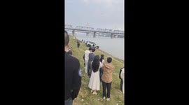 Car drives on both land and water tested in Jiangxi, China