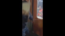 Passengers locked out of full train smash carriage windows in India