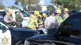 US, Los Angeles: Perris Auto Vs Pedestrian With Sound On Tape