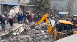 Residents trapped when six-storey building collapses in India