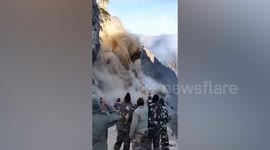 Landslide crashes down mountain in front of locals in India