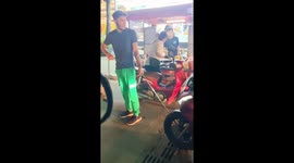 Tourists caught dragging away motorcycle with lock on its wheel