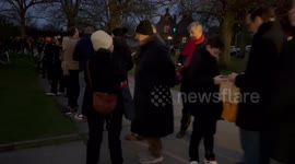 Long queue before as people line up for Canterbury Cathedral carol service