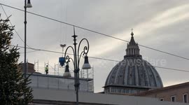 Worker at work on one of the roofs of the Vatican City the day before the start of the Jubilee in the Vatican City.