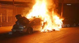 US, Los Angeles: East Hollywood Auto Fire