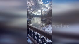 New York's Central Park dusted with snow in stunning winter scenes