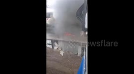 Israeli forces set a house on fire during their ongoing incursion into Tulkarm refugee camp