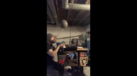 Me playing Mozart while spinning a basketball on a mouthstick.