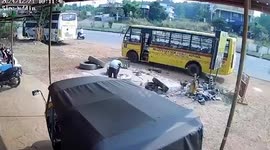 Over-inflated tyre explodes sending mechanic flying through the air
