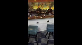 Pool cue made around the bar on the first try at the Marlin Club on Catalina Island