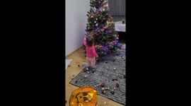 Toddler caught removing Christmas tree decorations in Unna, Germany