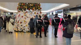 4 Carabinieri patrol Termini Station on Christmas Eve in Rome.