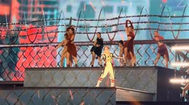 Dancer falls on moving stage during concert
