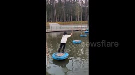 China: A Girl Challenges Folk Styled Ninja Warrior