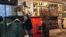 Mystery 'blanket man' caught on CCTV hanging dead pheasants outside of shop