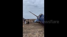Kazakhstan: Crash site of an Azerbaijan Airlines passenger plane near the city of Aktau