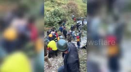 Rescue teams spring into swift action after bus plunges into gorge leaving several passengers injured