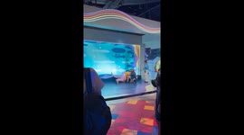 Mascot Figment knocked over and helped up in Florida, USA