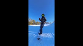 Sprinting Bear Crashes Into Snowboarder