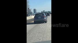 US: Fire Engulfs Old Morrison Hotel In Downtown Los Angeles, California